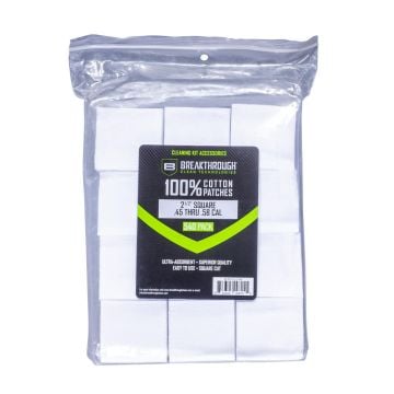 Breakthrough Clean Technologies Cotton Patches, 2.5" Square, .45 Thru .58 Caliber, 540-Pack
